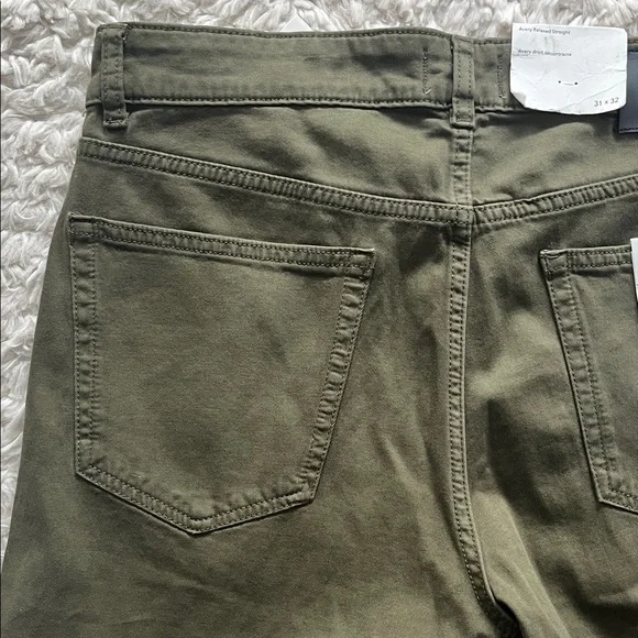 DL1961 Avery Relaxed Straight Dark Green Casual Pants - Picture 8 of 9